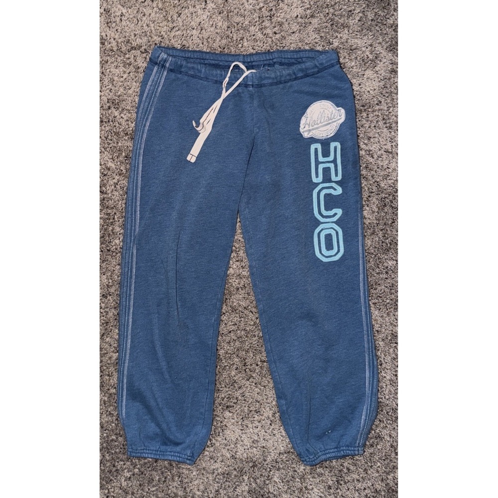Vintage 90'Hollister HCO Womens Capri Sweatpants Blue Size Small Logo Drawstring